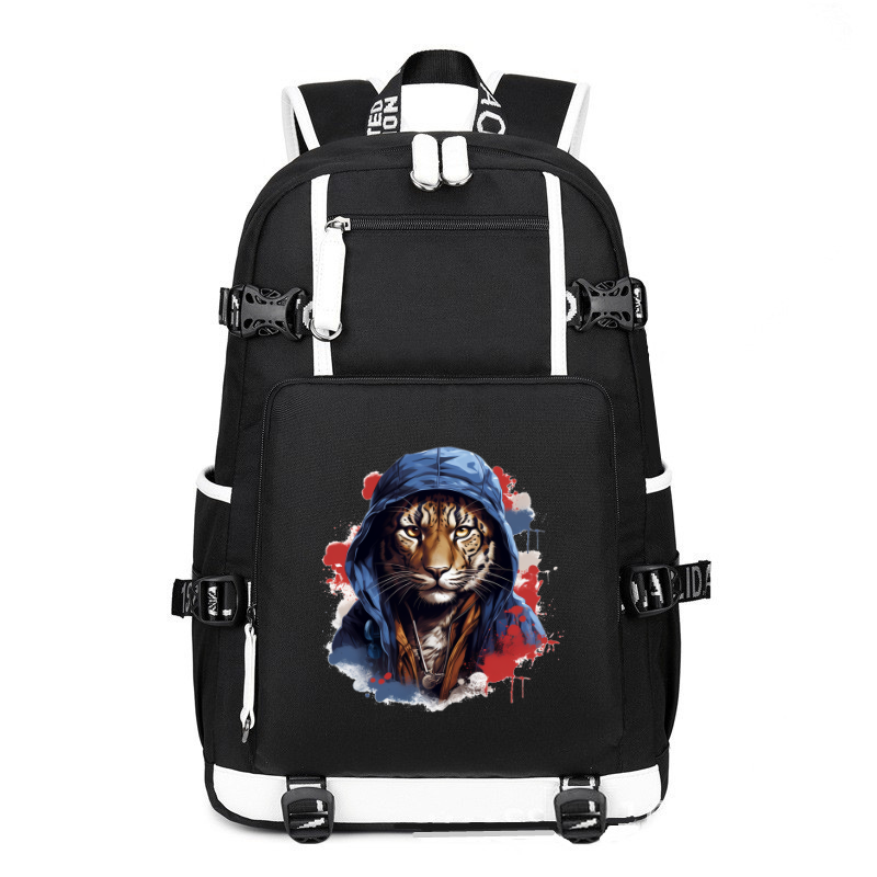 Animal Hiphop Graphic Tiger printing Canvas Backpack