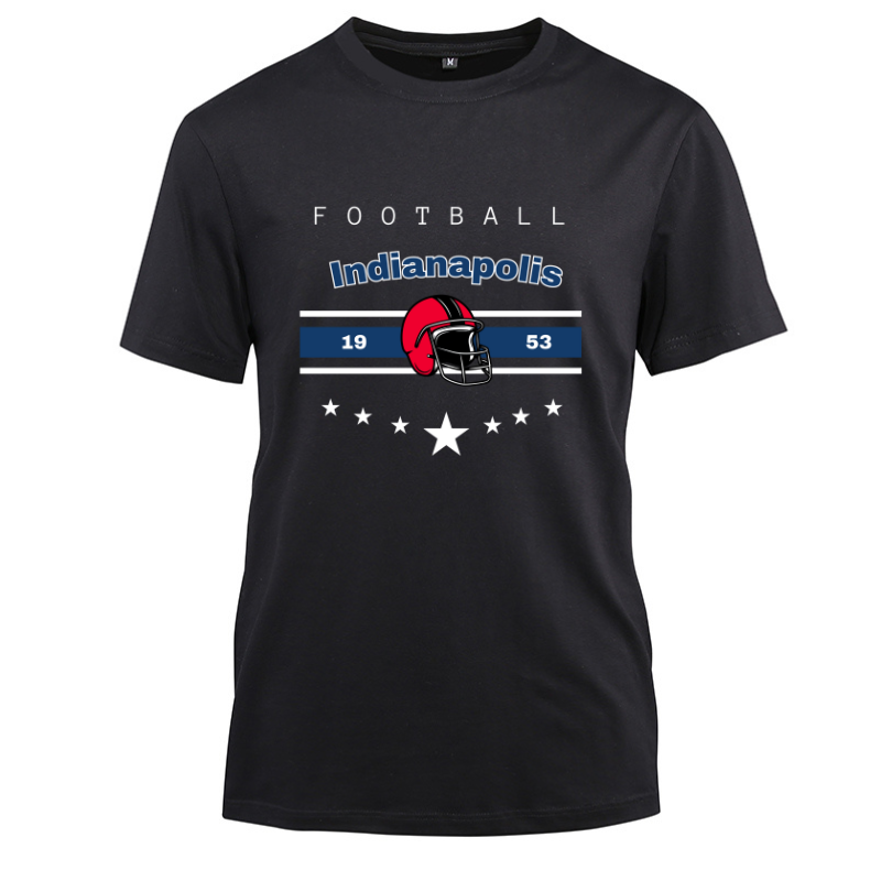 Football Indianapolis 1953 Cotton Black Short Sleeve T-Shirt