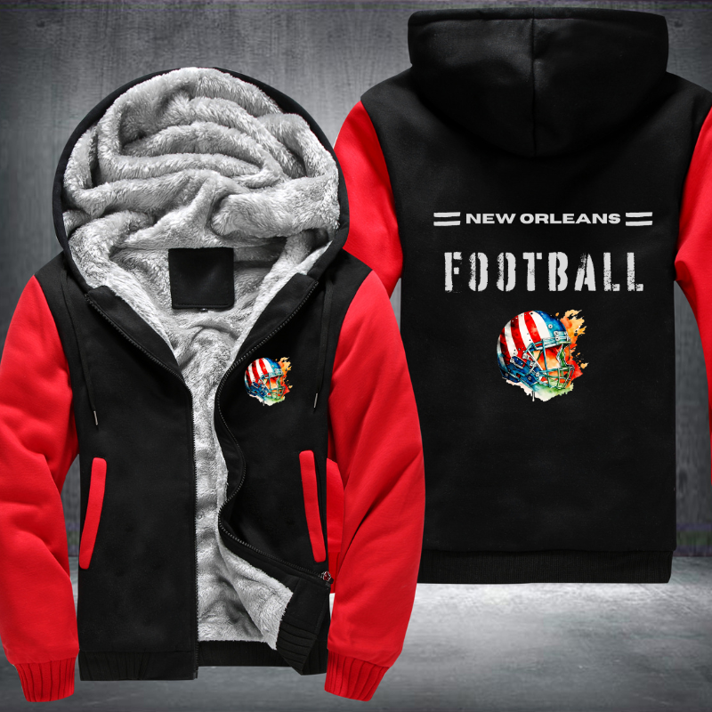 Football City USA Flag Helmet New Orleans  Fleece Hoodies Jacket