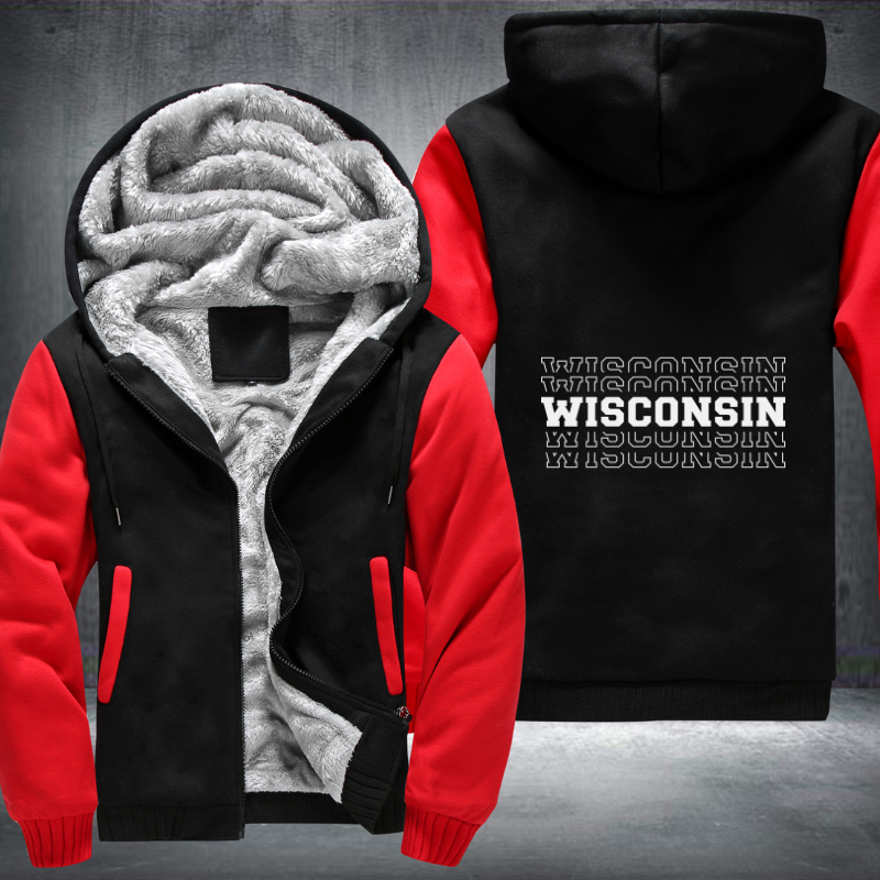 Patriotic USA State Wisconsin Fleece Hoodies Jacket