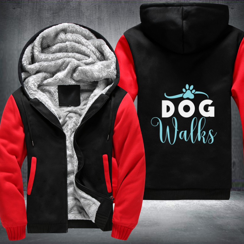 dog walks Fleece Hoodies Jacket