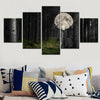 Deer Moon 5 Panels Painting Canvas Wall Decoration