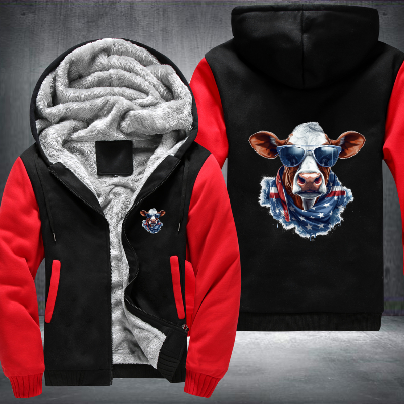 Animal Hiphop Graphic Funny Cow Fleece Hoodies Jacket