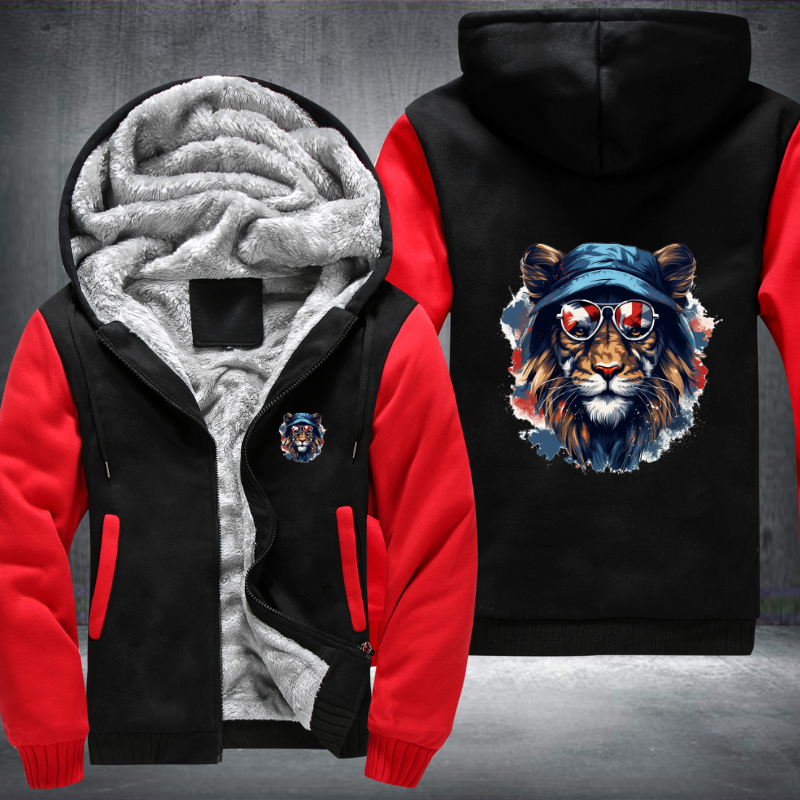 Animal Hiphop Graphic Funny Lion Fleece Hoodies Jacket