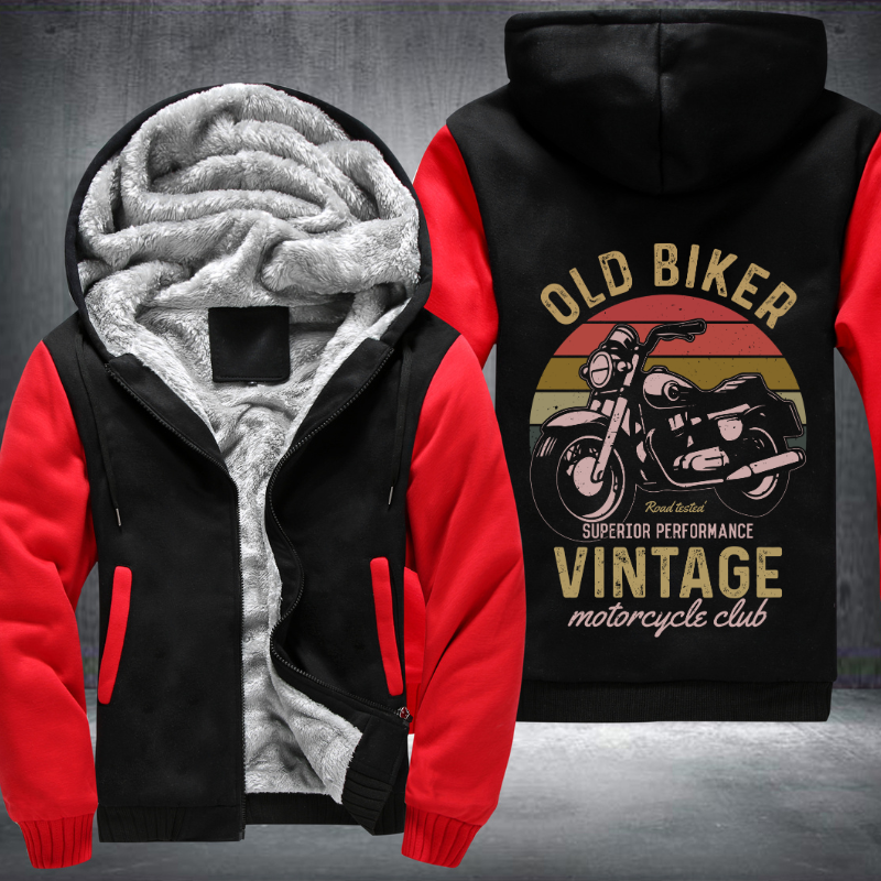 Old Biker Vintage Motorcycle Club Fleece Hoodies Jacket