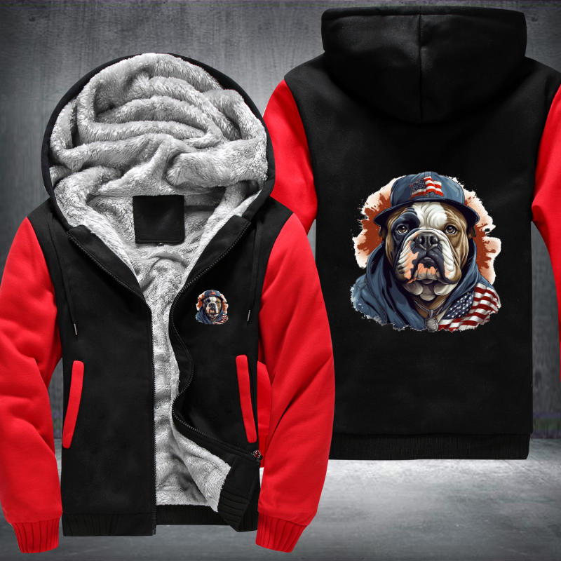 Animal Hiphop Graphic Funny Bulldog Fleece Hoodies Jacket