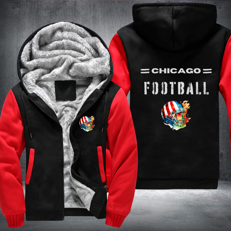 Football City USA Flag Helmet Chicago Fleece Hoodies Jacket