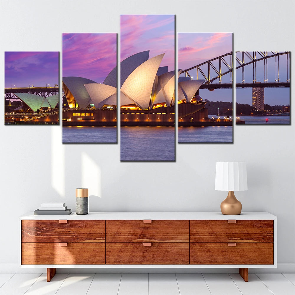 Sydney Opera House 5 Panels Painting Canvas Wall Decoration