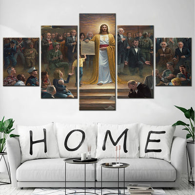 Jesus Preached love design 5 Panels Painting Canvas Wall Decoration