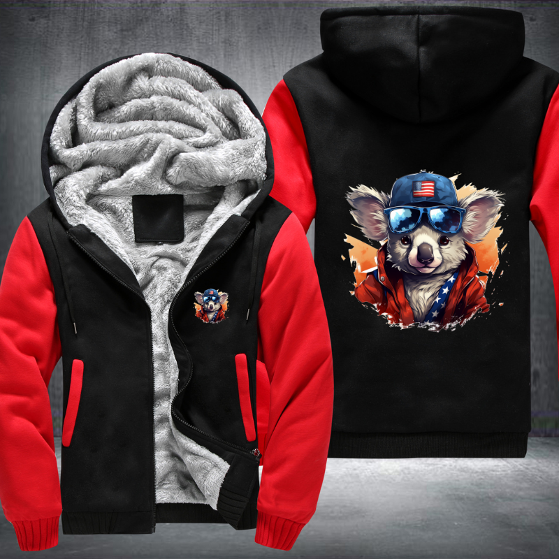 Animal Hiphop Graphic Funny Koala Fleece Hoodies Jacket