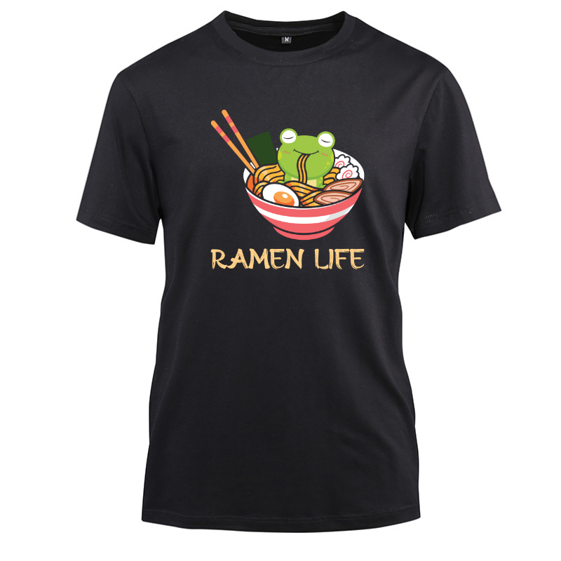 Japanese Classic Anime Ramen Life Cotton Black Short Sleeve T-Shirt
