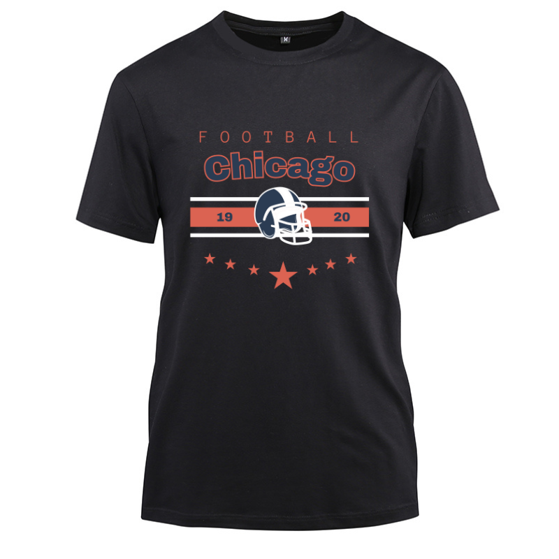 Football Chicago 1920 Cotton Black Short Sleeve T-Shirt
