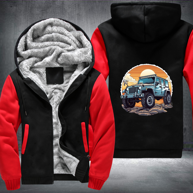 Beach Escapades in 4x4s Fleece Hoodies Jacket