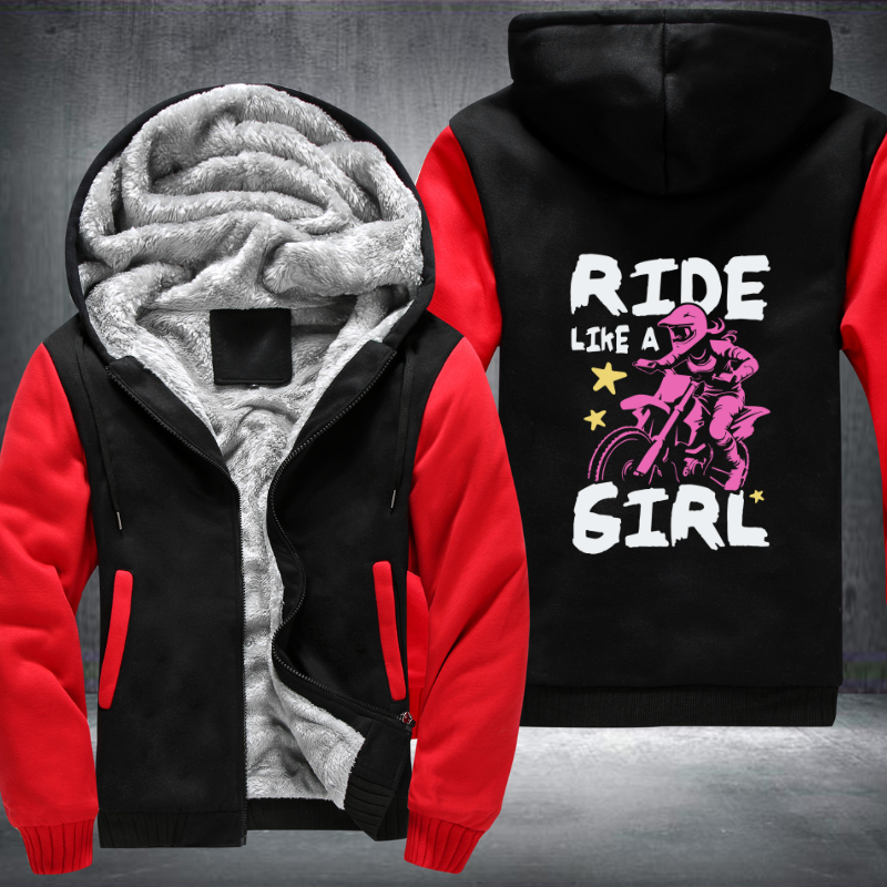 Ride Like A Girl Pattern Fleece Hoodies Jacket