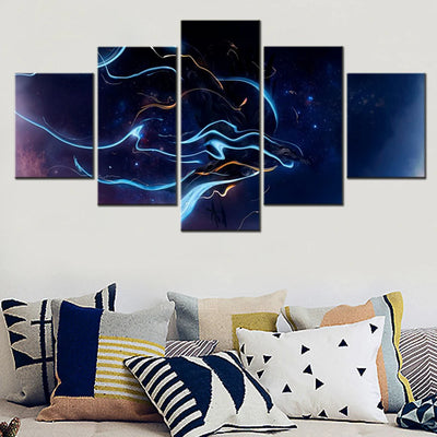 Colorful Stars Galaxy 5 Panels Painting Canvas Wall Decoration