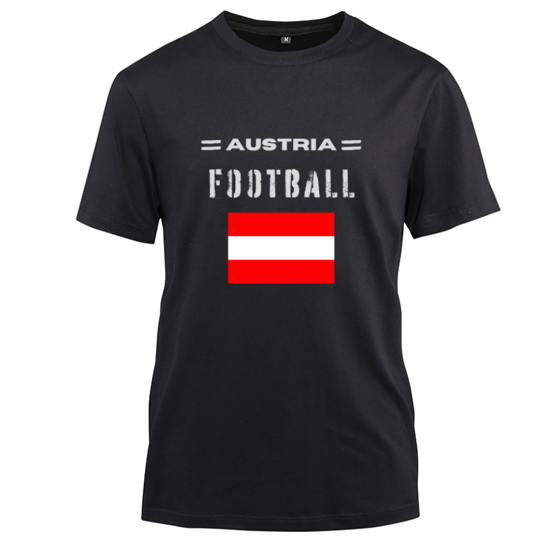 Austria Football Cotton Black Short Sleeve T-Shirt