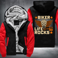 Biker Life Rocks Motorcycle Fleece Hoodies Jacket