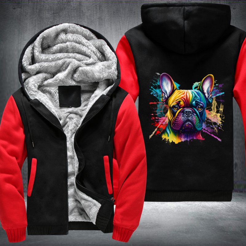 Rainbow French Bulldog Watercolour design Fleece Hoodies Jacket