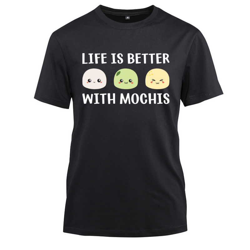 Funny Mochi Japanese Food Kawaii Cotton Black Short Sleeve T-Shirt