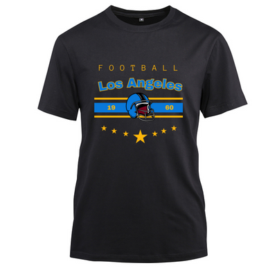 Football Los Angeles 1960 Cotton Black Short Sleeve T-Shirt