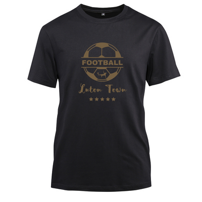 Go Soccer Luton Town Cotton Black Short Sleeve T-Shirt