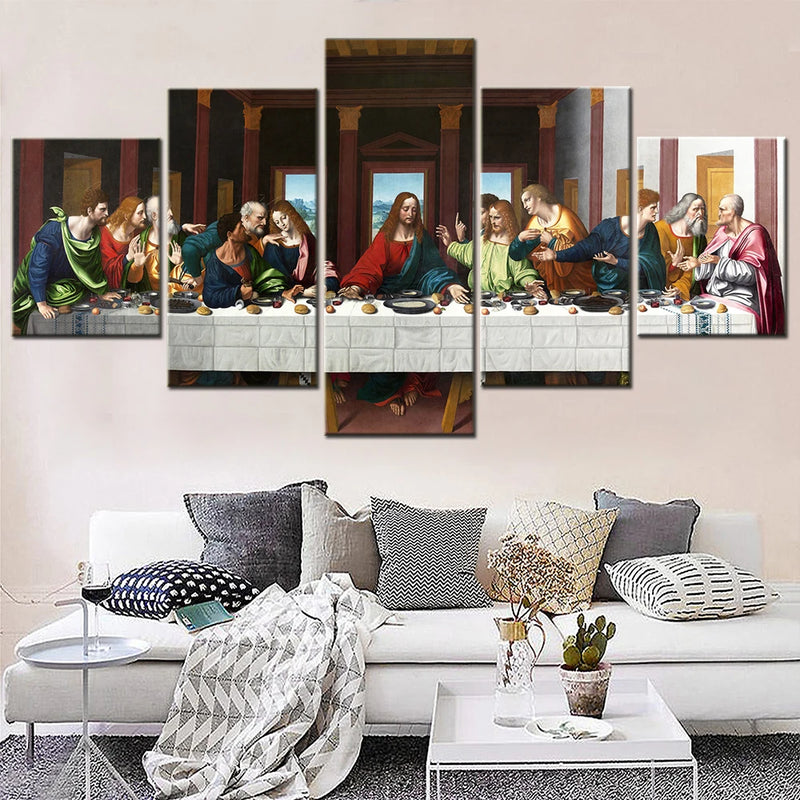 The Last Supper Picture Christianity 5 Panels Painting Canvas Wall Decoration