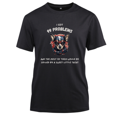 Hiphop Funny Sunglasses Dog I Got 99 Problems Cotton Black Short Sleeve T-Shirt