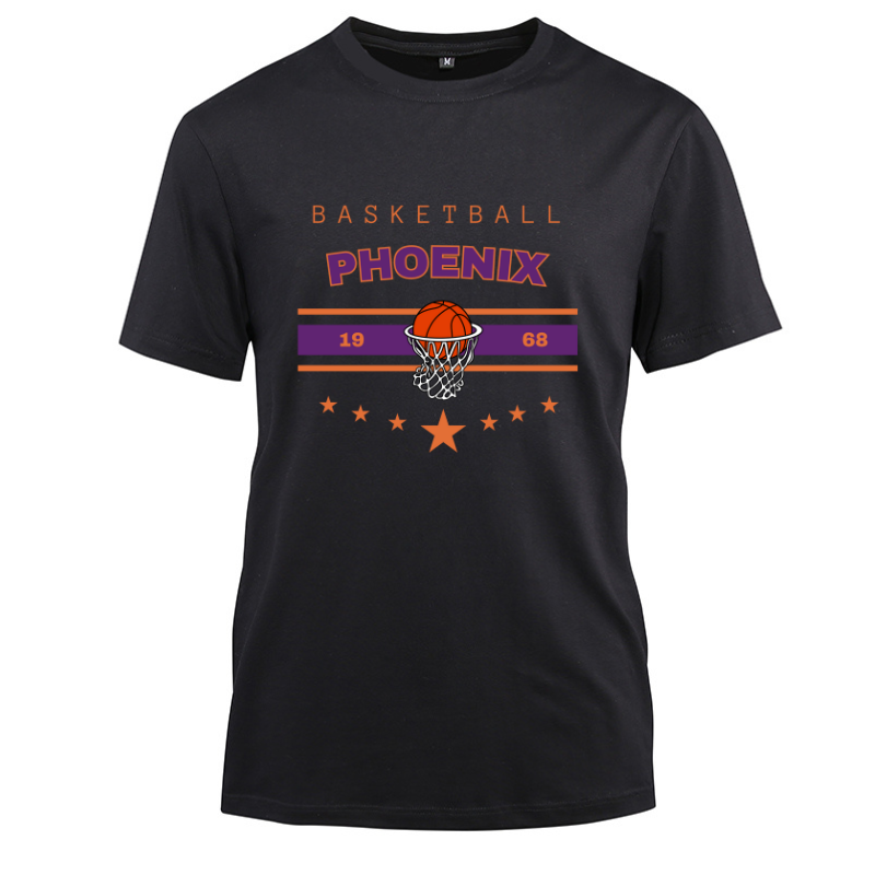 Basketball Phoenix 1968 Cotton Black Short Sleeve T-Shirt