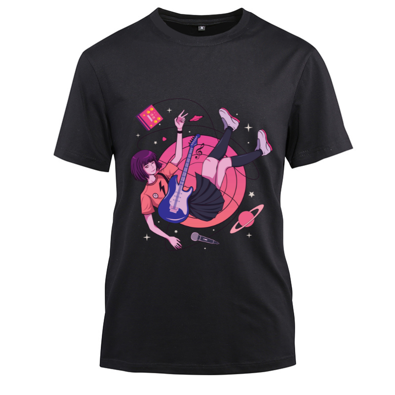 Anime Japanese The Music Artist Girl Cotton Black Short Sleeve T-Shirt