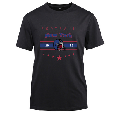 Football New York 1925 Cotton Black Short Sleeve T-Shirt