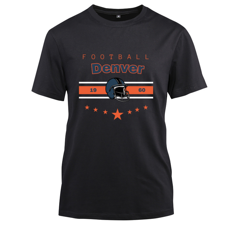 Football Denver 1960 Cotton Black Short Sleeve T-Shirt