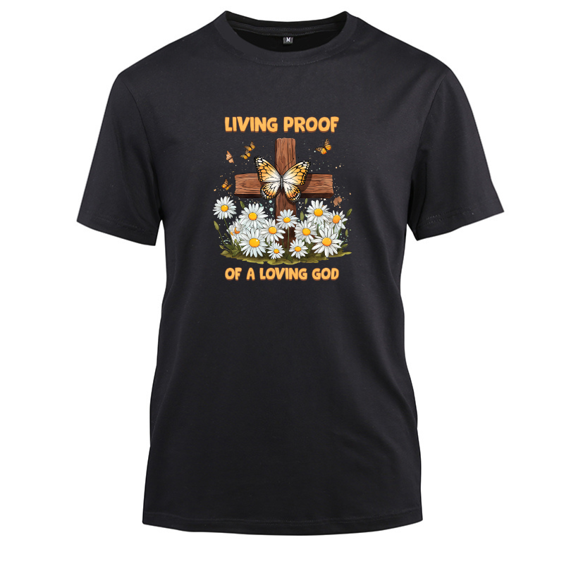 Living Proof of Loving God Cotton Black Short Sleeve T-Shirt