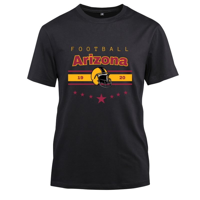 Football Arizona 1920 Cotton Black Short Sleeve T-Shirt