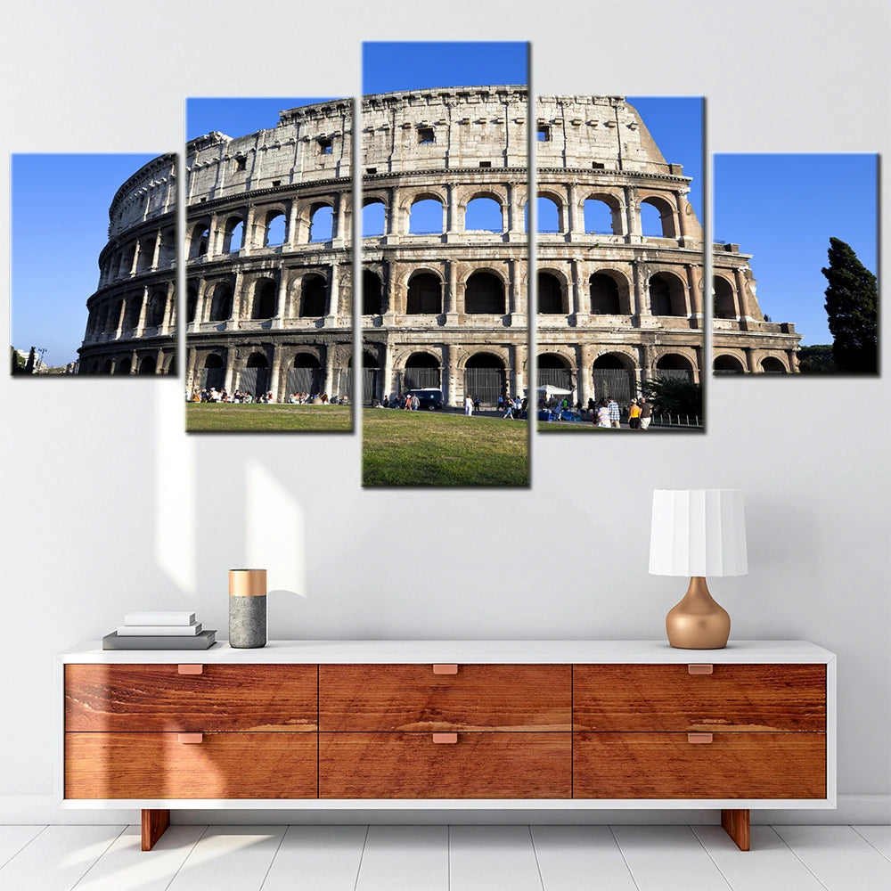 Rome Colosseum Landscape 5 Panels Painting Canvas Wall Decoration
