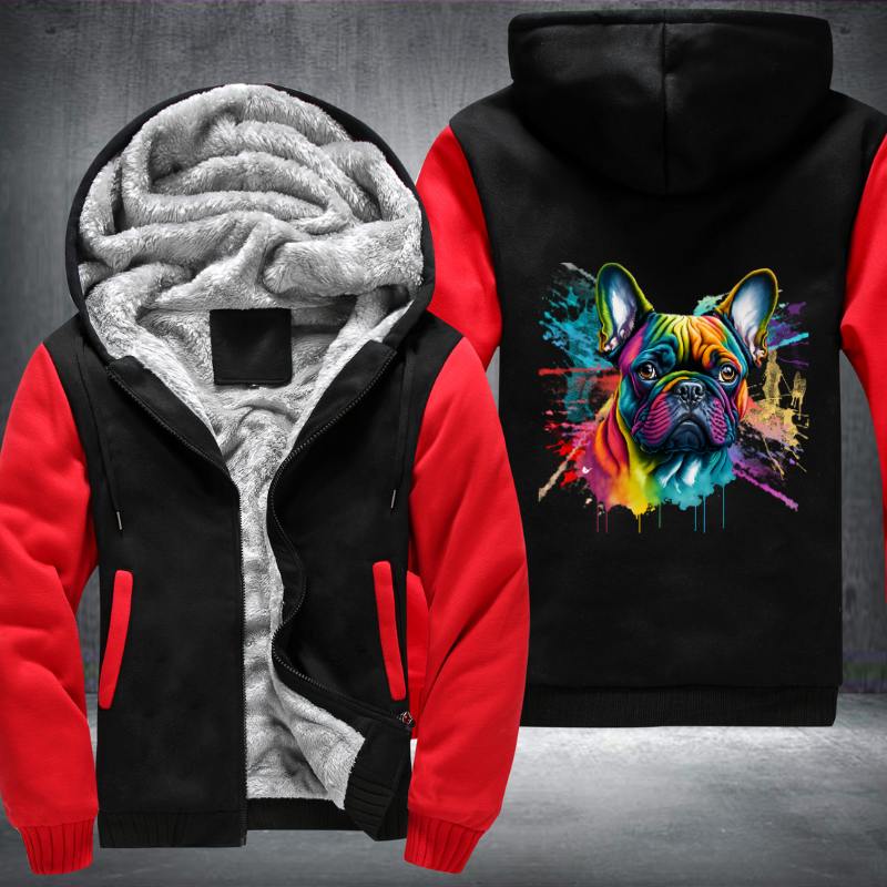 Rainbow cute French Bulldog Watercolour Fleece Hoodies Jacket