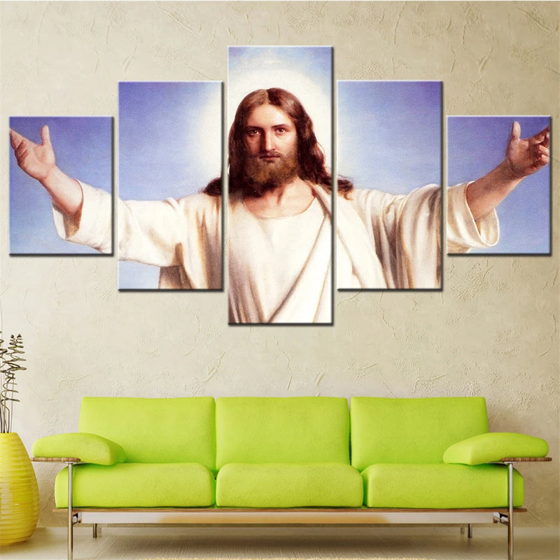 Accessories Jesus Christ Style 5 Panels Painting Canvas Wall Decoration