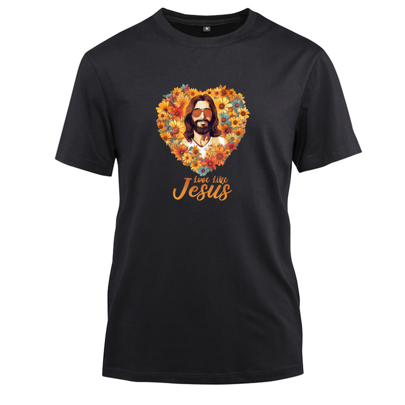 Love Like Jesus Heart Cotton Black Short Sleeve T-Shirt