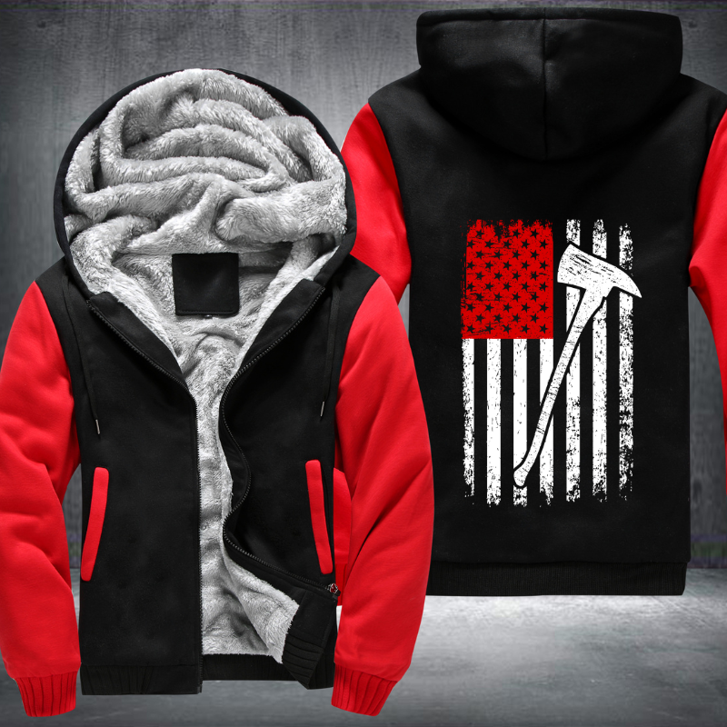 Firefighter American Flag Design Fleece Hoodies Jacket