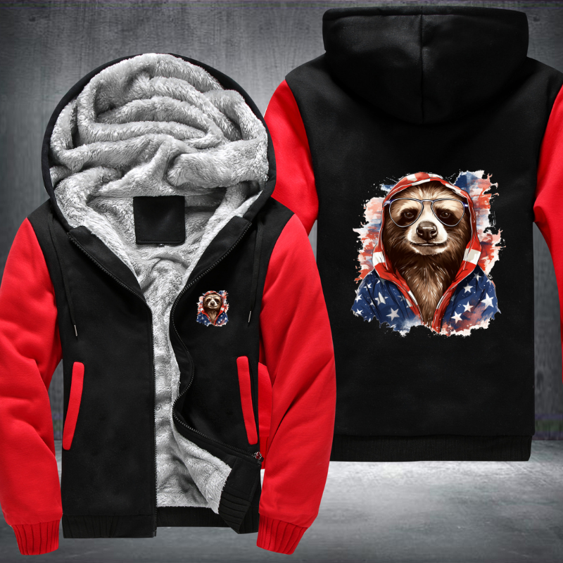 Animal Hiphop Graphic Funny Sloth Fleece Hoodies Jacket