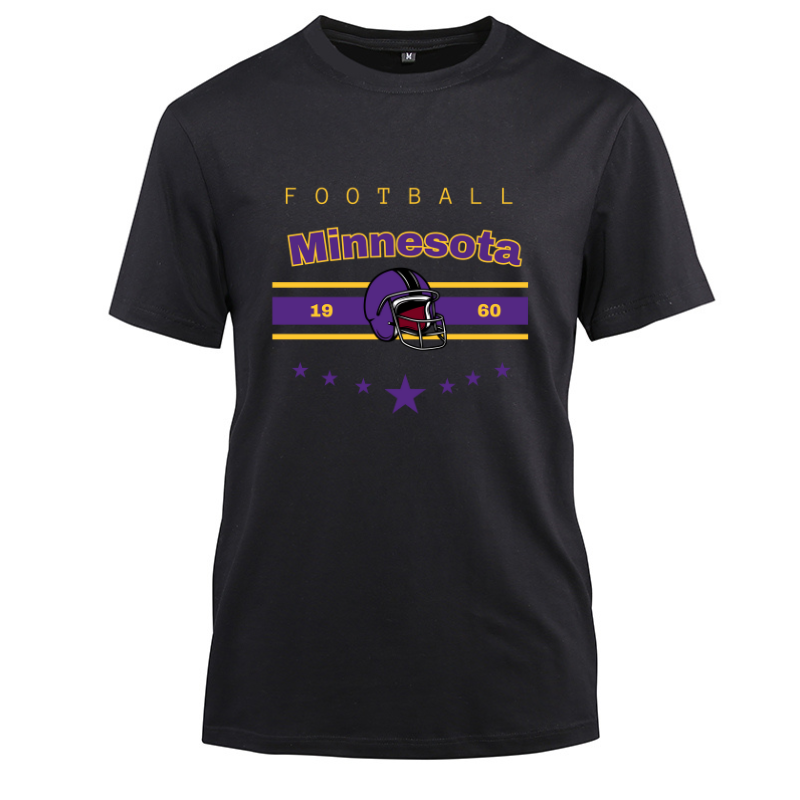 Football Minnesota 1960 Cotton Black Short Sleeve T-Shirt