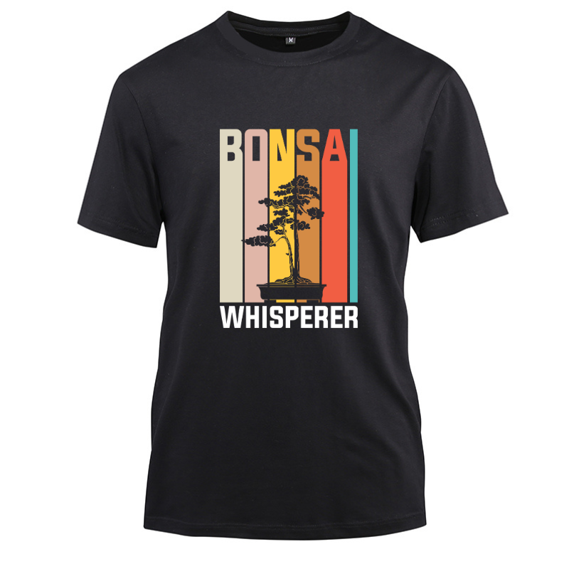 Funny Japanese Bonsai Tree Whisperer Cotton Black Short Sleeve T-Shirt