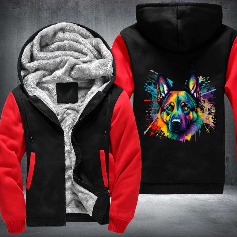 Rainbow German Shepherd Dog Watercolour Fleece Hoodies Jacket