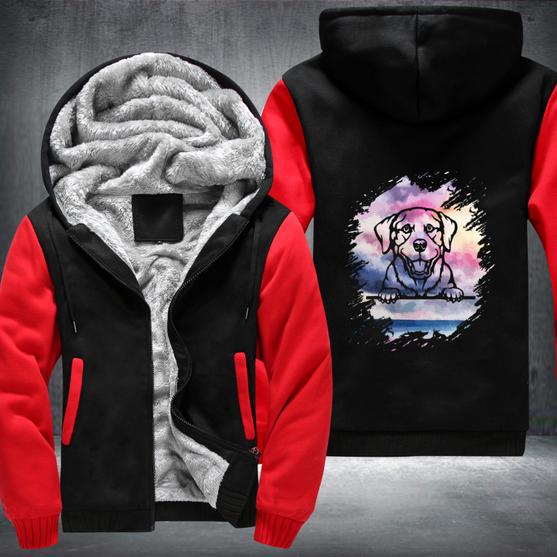 Lovely Colourful Watercolour Dog Fleece Hoodies Jacket