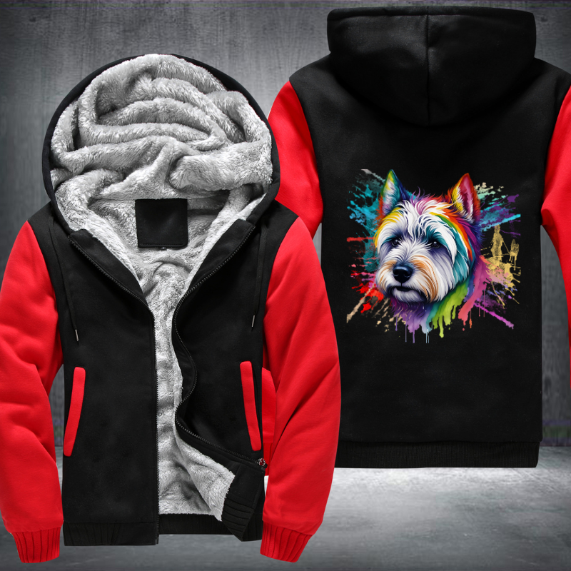 Rainbow West Highland White Terrier Fleece Hoodies Jacket