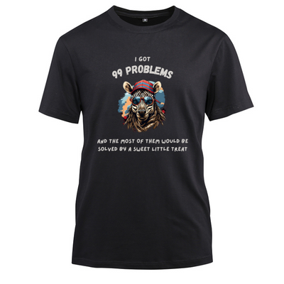Funny Hiphop Zebra I Got 99 Problems Cotton Black Short Sleeve T-Shirt