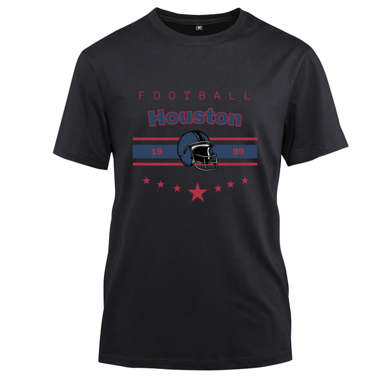 Football Houston 1999 Cotton Black Short Sleeve T-Shirt