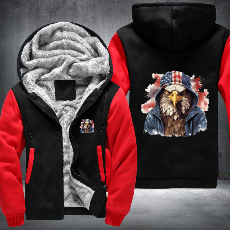 Animal Hiphop Graphic Eagle Fleece Hoodies Jacket