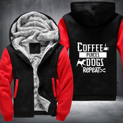 coffee places dogs repeat Fleece Hoodies Jacket