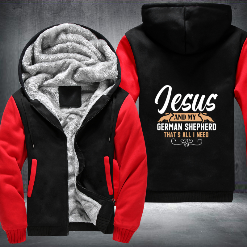 jesus and my german shepherd that s all i need Fleece Hoodies Jacket
