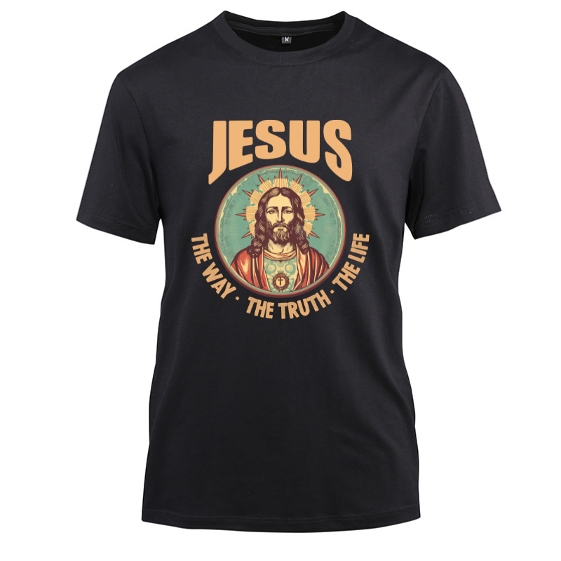 Jesus The Way The Truth The Life Cotton Black Short Sleeve T-Shirt